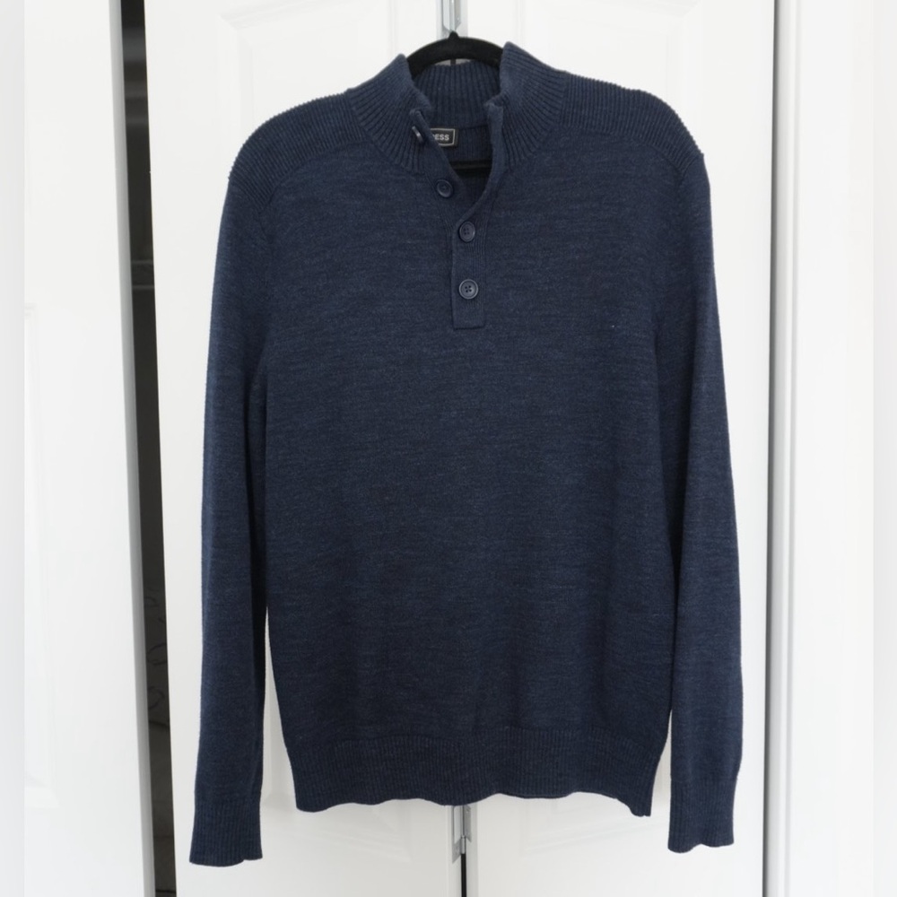 Express Men's Dark Blue Crewneck Sweater